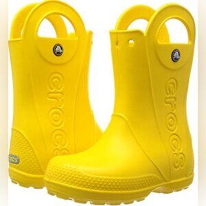 Crocs Kids Handle It Yellow Pull On Rubber Boots Spring Summer Fall Unisex 11C